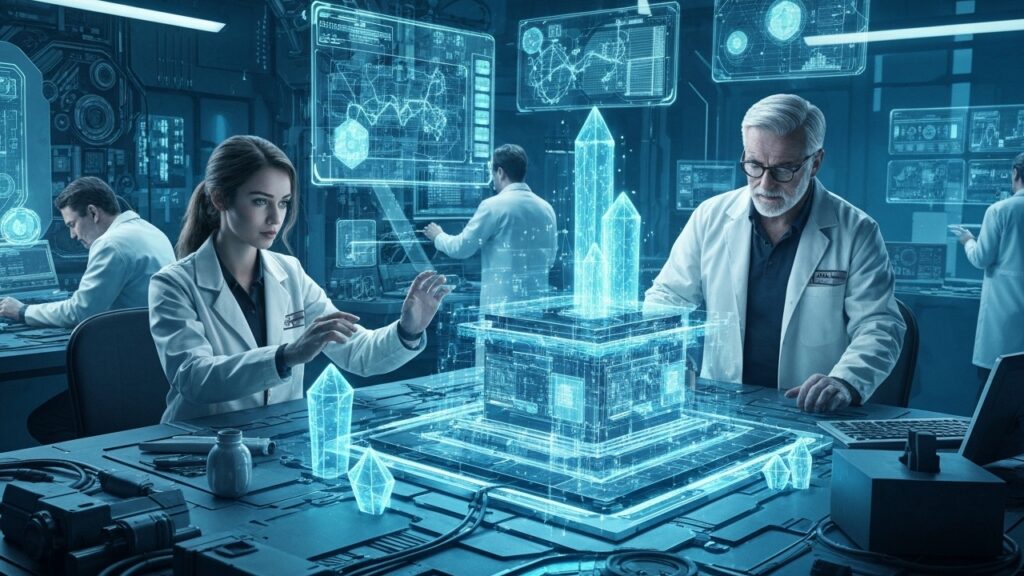 Abstracte visualisatie van een blockchain-protocol dat opnieuw wordt opgebouwd
