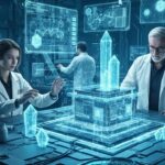 Abstracte visualisatie van een blockchain-protocol dat opnieuw wordt opgebouwd