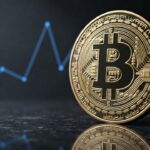 Gouden bitcoin-munt voor een stijgende grafiek, symbool voor het debat over de 21 miljoen-limiet