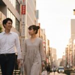 Rustige straat in Tokio bij schemering met verlichte woningen, symbool voor Japanse spaarders en beleggingskeuzes