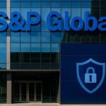 Het logo van S&P Global op een glazen gebouw, symbool voor de overname van beveiligingsbedrijf OpenZeppelin